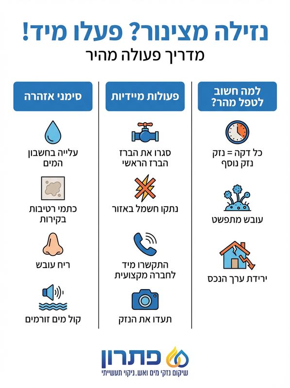 נזילה צינור מים חמים ומים קרים